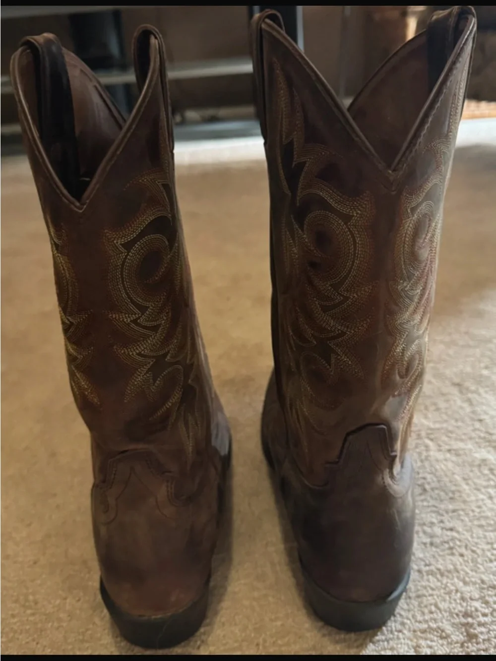 Justin Boots Brown Embroidered Leather Western Cowboy Boots 11.5D